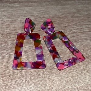 Colorful Geometric Earrings Retro Pink Purple Green White Summer 80βs